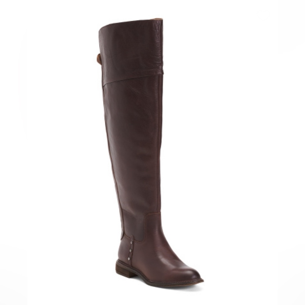Franco Sarto Haleen Leather Wide Calf High Shaft Boot Cognac Women’s Size 5